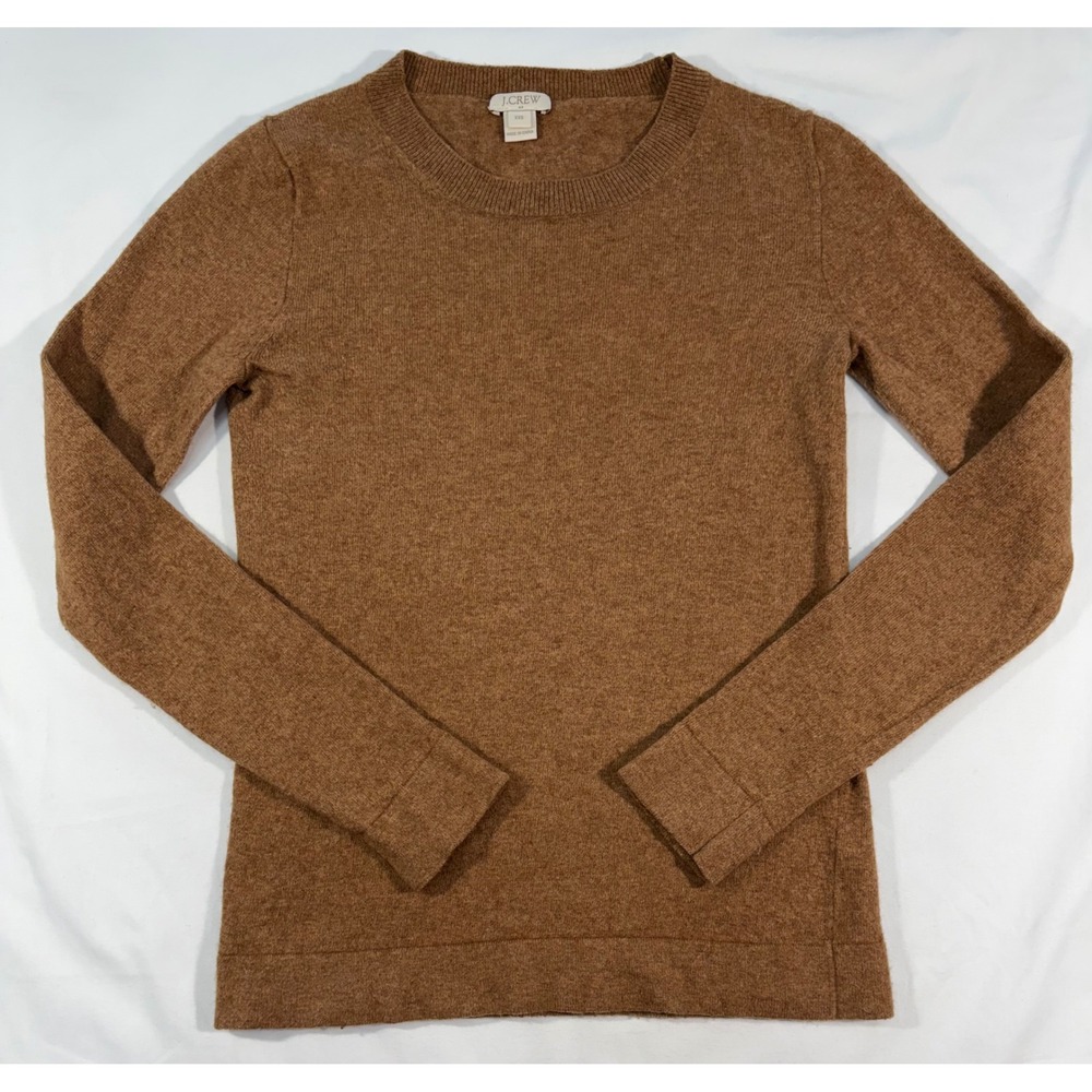 J.Crew Brown Cotton Wool Blend Crewneck Sweater XXS F5199 Long Sleeve Knit